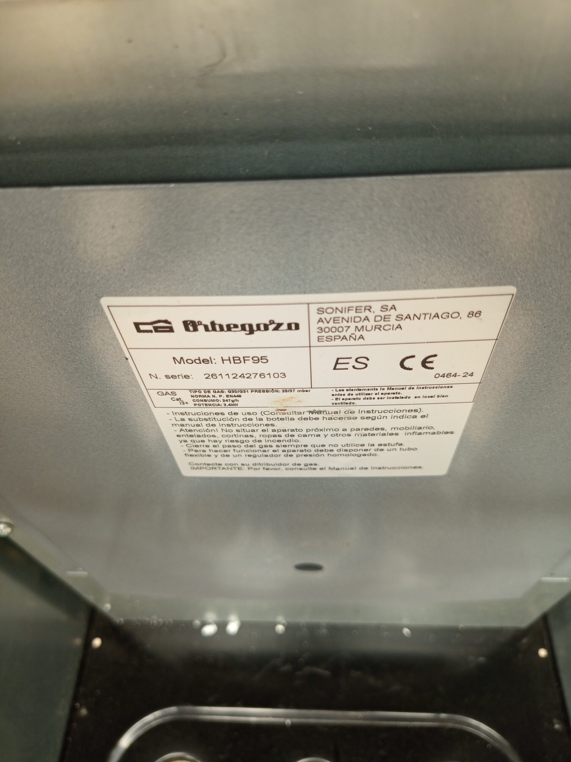Orbegozo HBF 95 Estufa de gas butano - Imagen 3