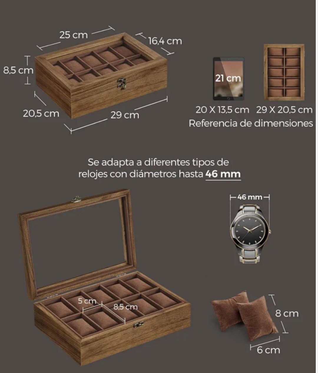 SONGMICS Caja para Relojes JOW100K01
