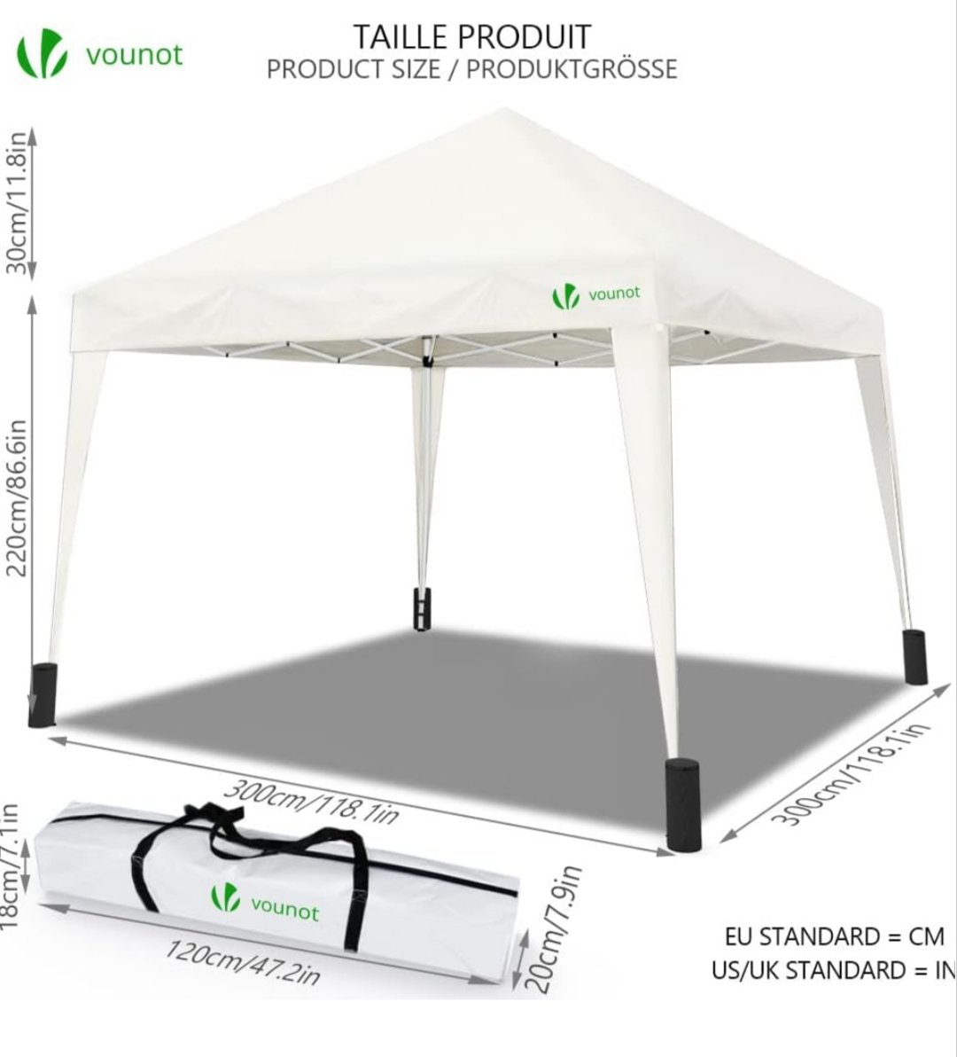 VOUNOT Gazebo Plegable Cenador 3x3 m - Imagen 2