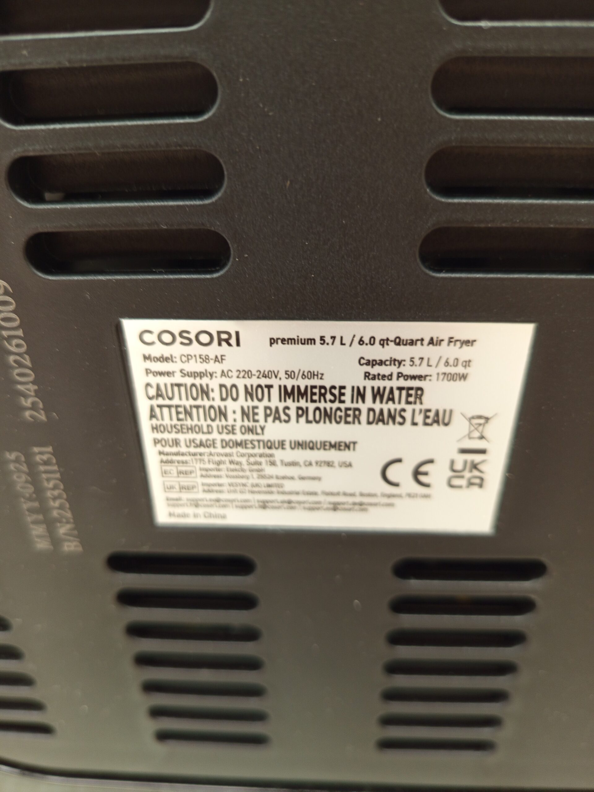 Cosori Freidora de Aire 5,7L Interior Metálico - Imagen 6