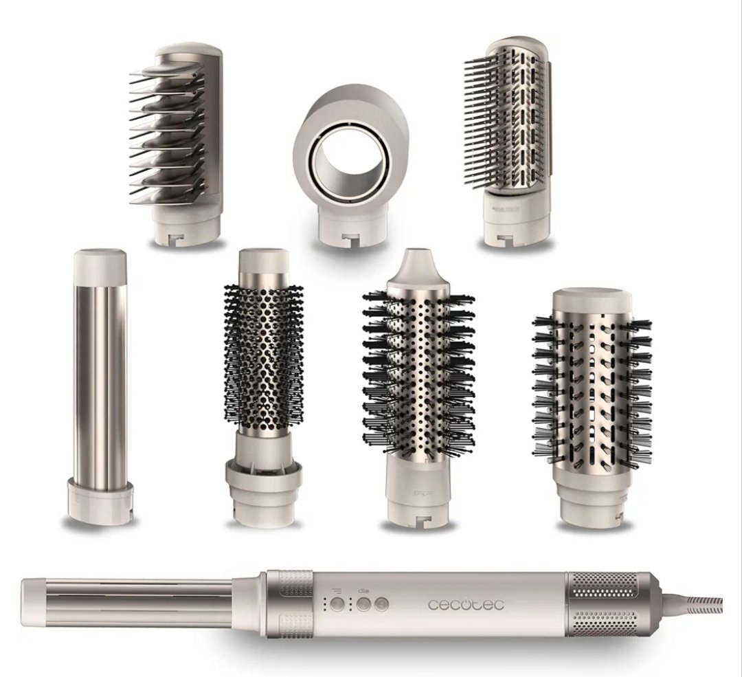 Cecotec Cepillo de Aire 8 Cabezales CeramicCare AirGlisse Champagne