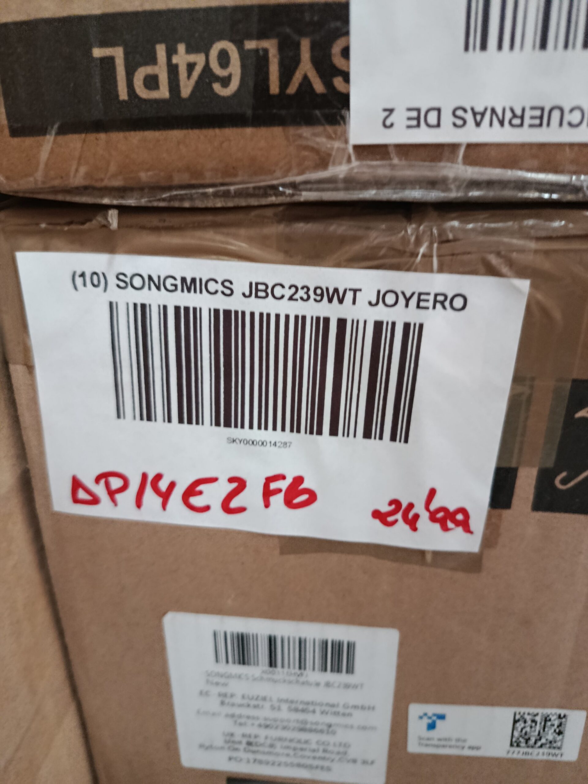 JOYERO DE 3 COMPARTIMENTOS SONGMICS JBC239WT - Imagen 8