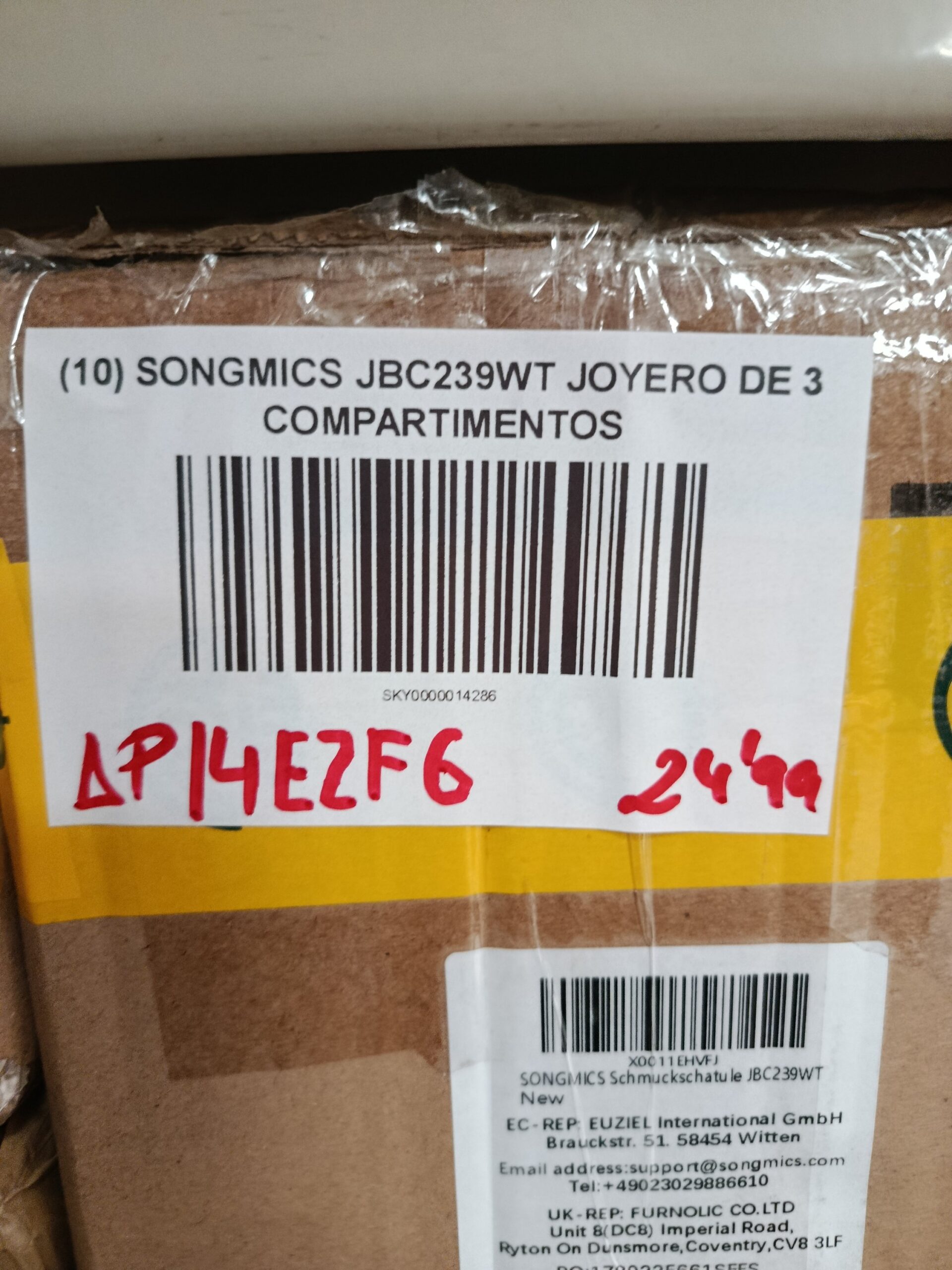 JOYERO DE 3 COMPARTIMENTOS SONGMICS JBC239WT - Imagen 9