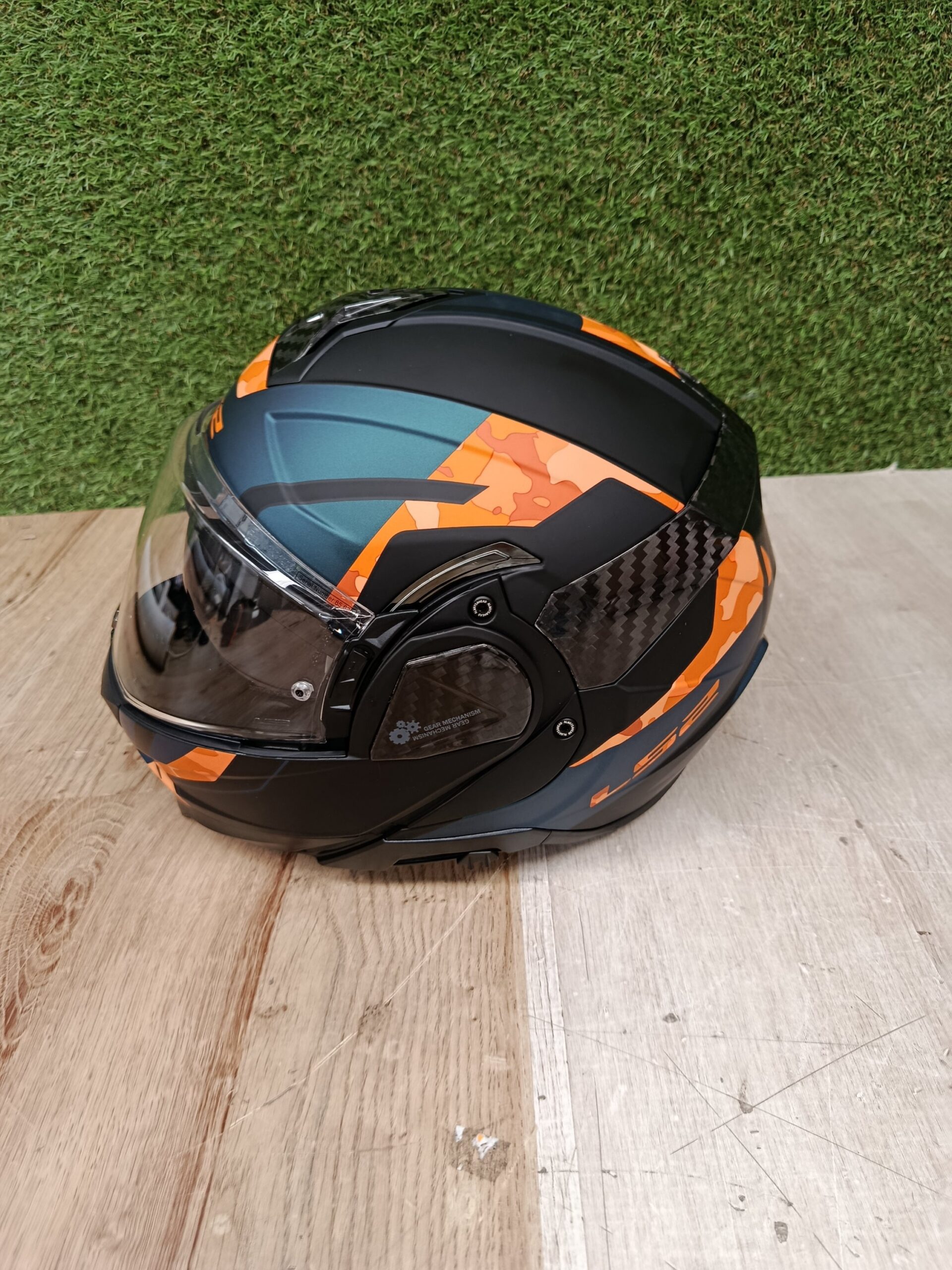 CASCO DE MOTO LS2 NARANJA/NEGRO - Imagen 4
