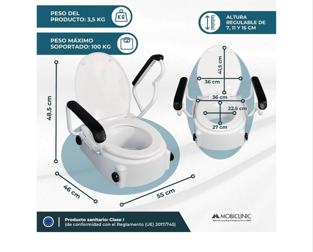 MOBICLINIC ELEVADOR WC CON REPOSABRAZOS - Imagen 2