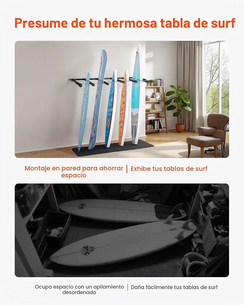 VEVOR SOPORTE DE PARED PARA TABLAS DE SURF - Imagen 2