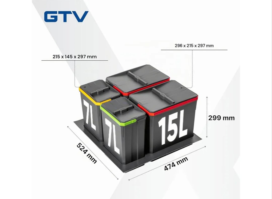 GTV JUEGO DE CUBOS DE BASURA AXISPACE PARA CAJONES Y ARMARIOS. - Imagen 2