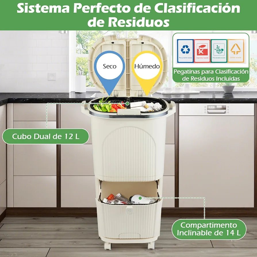 GOPLUS JV13520 Cubos de basura para cocina - Imagen 2