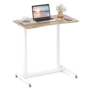 COSTWAY CB10890NA Escritorio Ajustable En Forma De C Con Ruedas