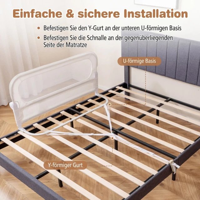 COSTWAY BS10053WH Barandilla De Cama Plegable - Imagen 3