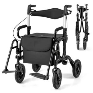 COSTWAY JH10028BK Andador Plegable 2 en 1