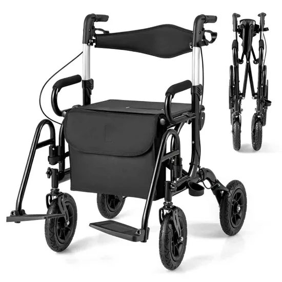 COSTWAY JH10028BK Andador Plegable 2 en 1