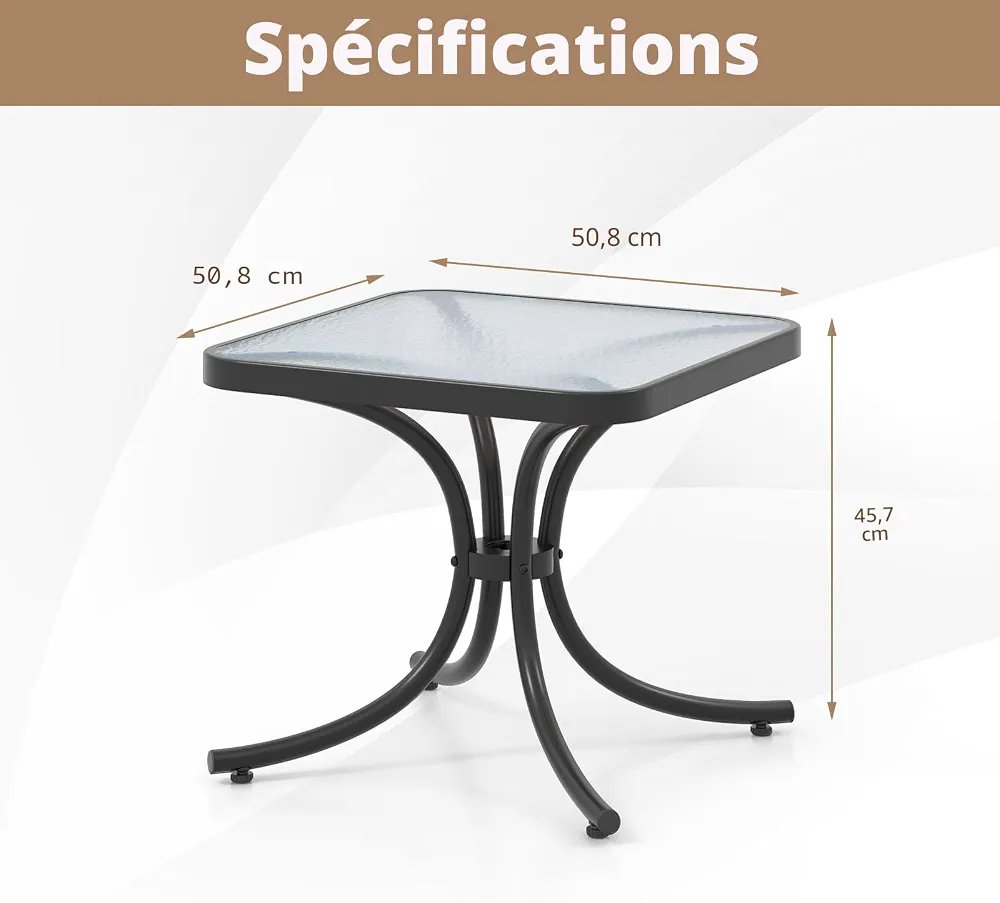 COSTWAY NP11540DK Mesa Auxiliar de Patio de Metal - Imagen 2