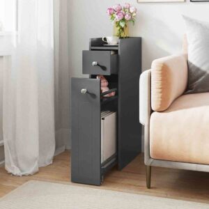 COSTWAY JV12829GR Gabinete Lateral Para Inodoro Pequeño de 4 Niveles