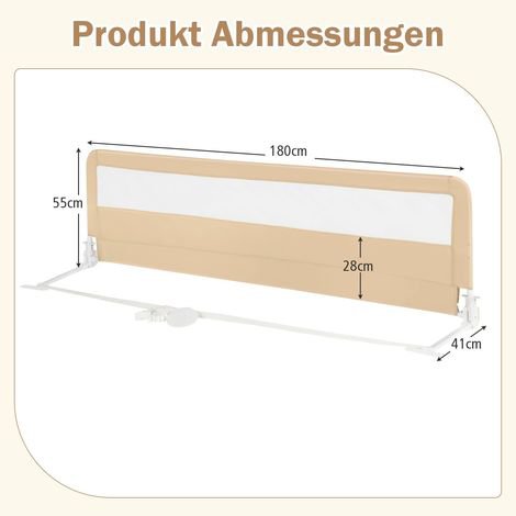 COSTWAY BS10045MS Barandilla de Cama Plegable Con Correas de Seguridad - Imagen 2