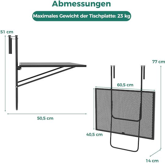 COSTWAY Mesa Plegable Colgante Para Exteriores - Imagen 2