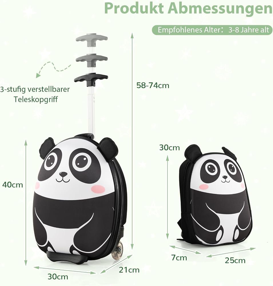 COSTWAY BN10019WH Maleta Infantil de 2 Piezas Con Mochila - Imagen 2