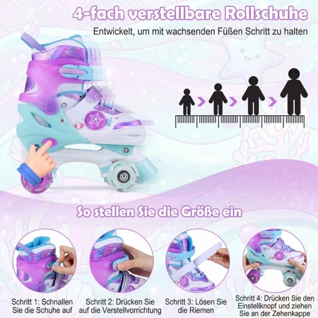 COSTWAY TS10389PU Patines de Cuatro Ruedas Para Niños - Imagen 2