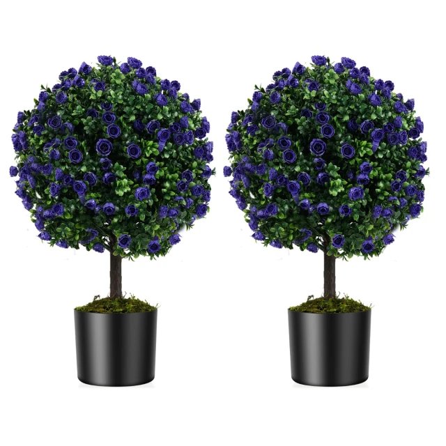 COSTWAY HZ10324PU-2 Árbol Artificial Con Flores Lilas y Hojas Verdes