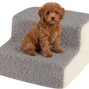 COSTWAY PW10157GR Rampa de Espuma de 2 Niveles Para Perros Con Funda Lavable