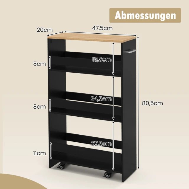 COSTWAY JV11646DK Carrito de Cocina Estrecho 4 Estantes - Imagen 2