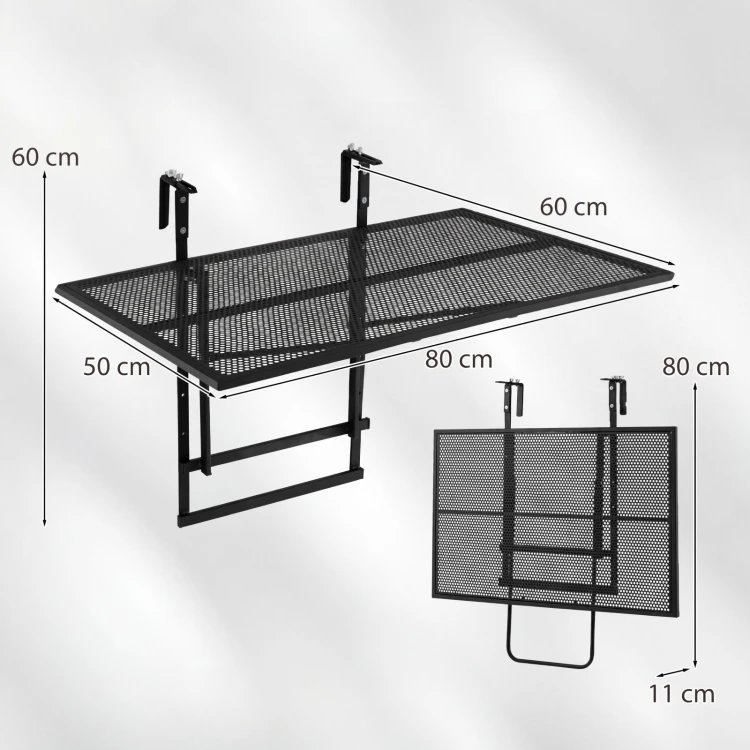 COSTWAY JV14044 Mesa de Balcón Para Montar En Una Barandilla - Imagen 2