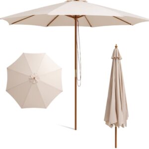 COSTWAY NP10752BE Sombrilla de Madera Para Patio