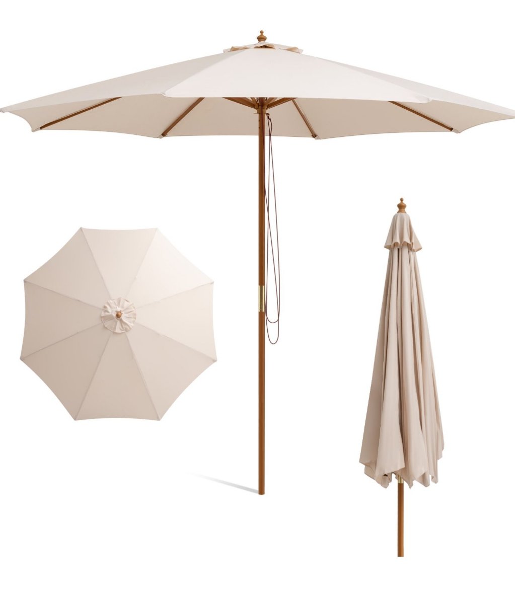 COSTWAY NP10752BE Sombrilla de Madera Para Patio