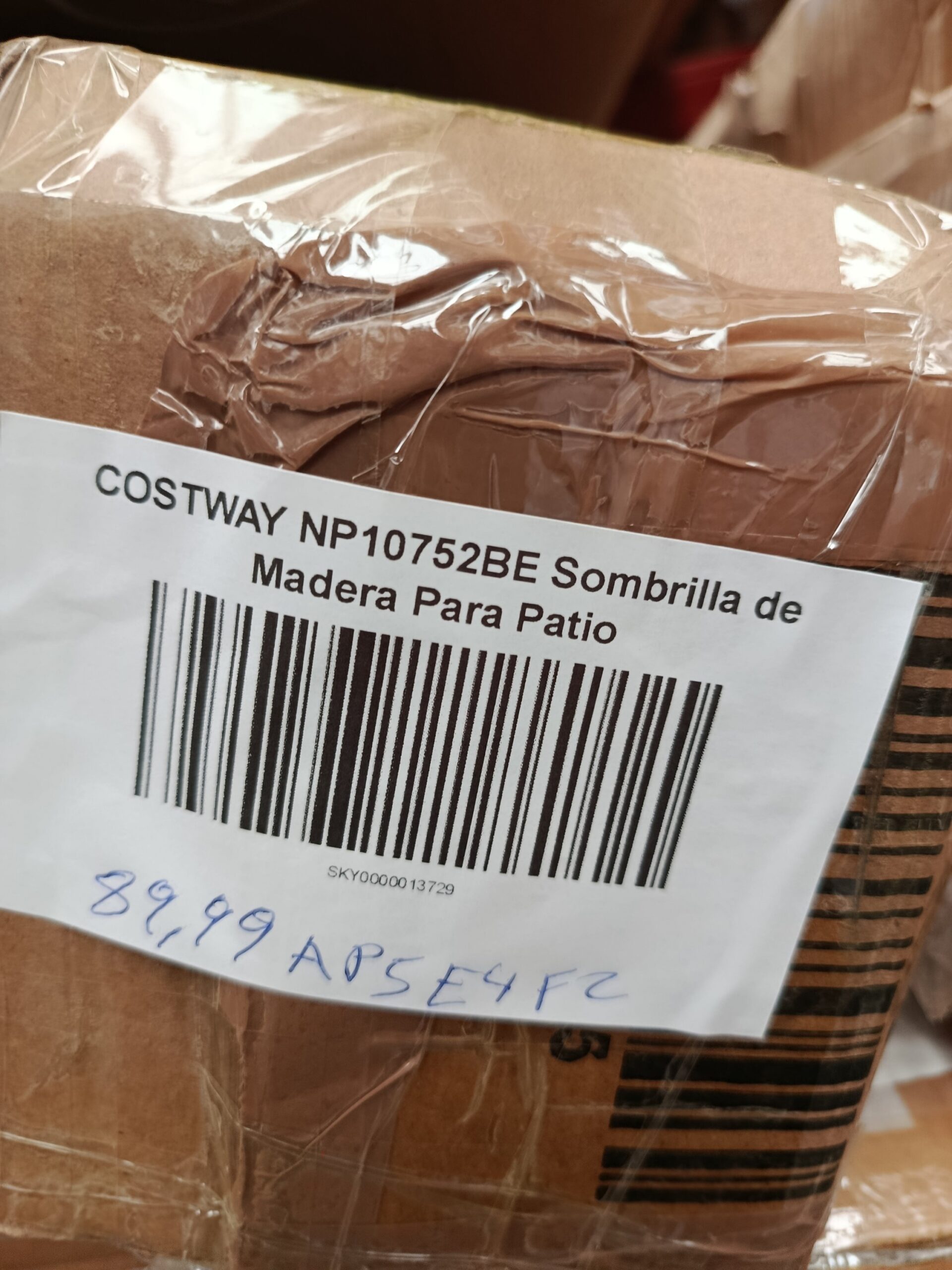 COSTWAY NP10752BE Sombrilla de Madera Para Patio - Imagen 7