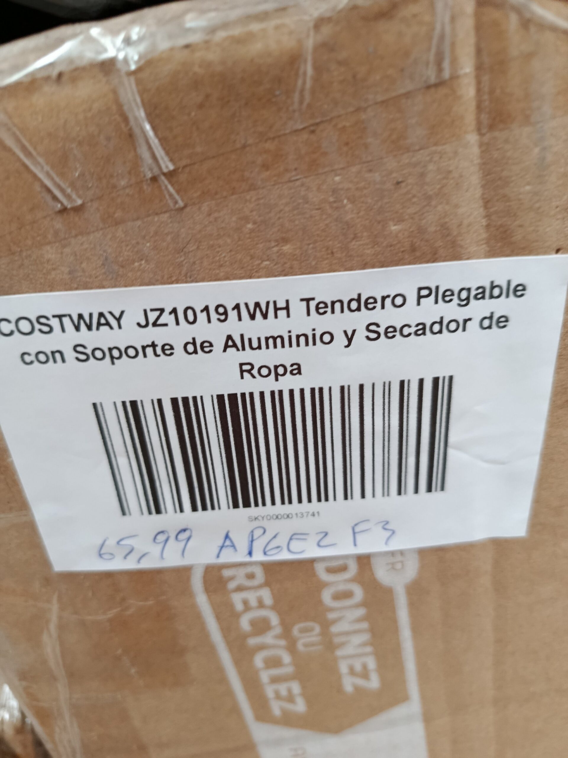 COSTWAY JZ10191WH Tendedero plegable con soportes de aluminio y secador de ropa - Imagen 7