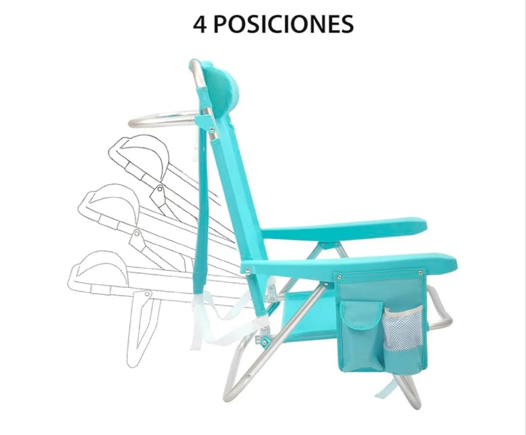 LOLAHOME Silla Playa Plegable mochila con cojín y reclinable - Imagen 3
