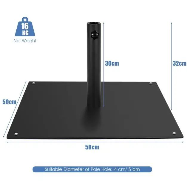COSTWAY NP10529DK Base cuadrada para sombrilla de patio de 16kg - Imagen 2