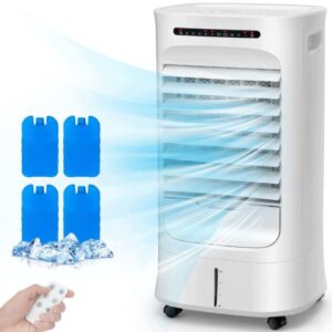 COSTWAY ES10737DE-WH Aire Acondicionado Portátil 4 en 1 Humidificador y ventilador