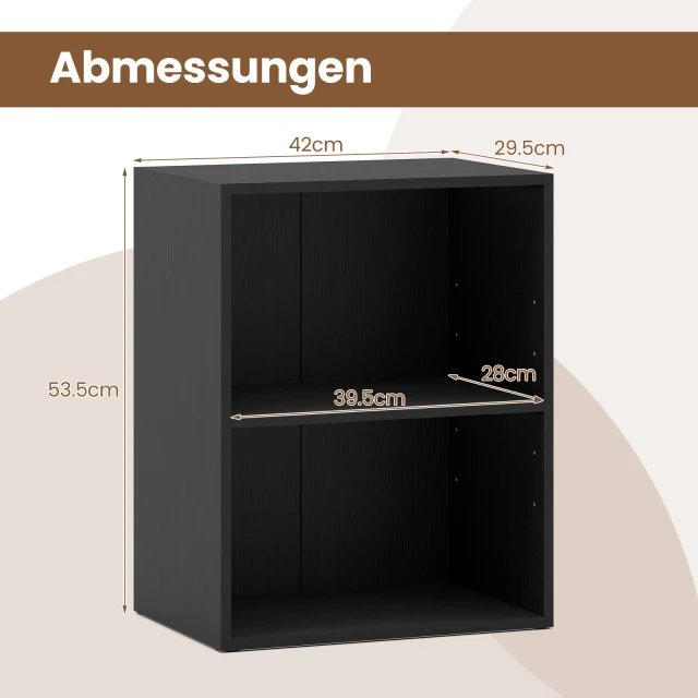 COSTWAY CB11045DK Libreria Abierta de Madera de 2 Niveles - Imagen 2