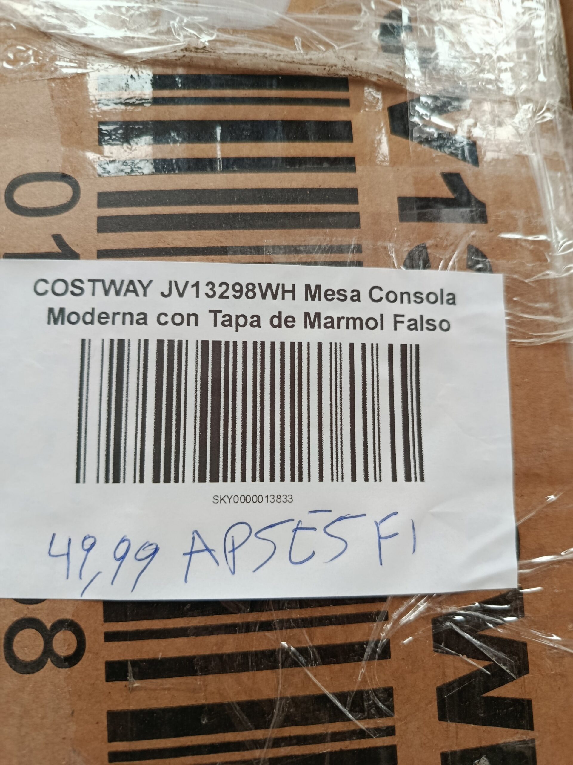 COSTWAY JV13298WH Mesa Consola Moderna con Mármol Falso - Imagen 7
