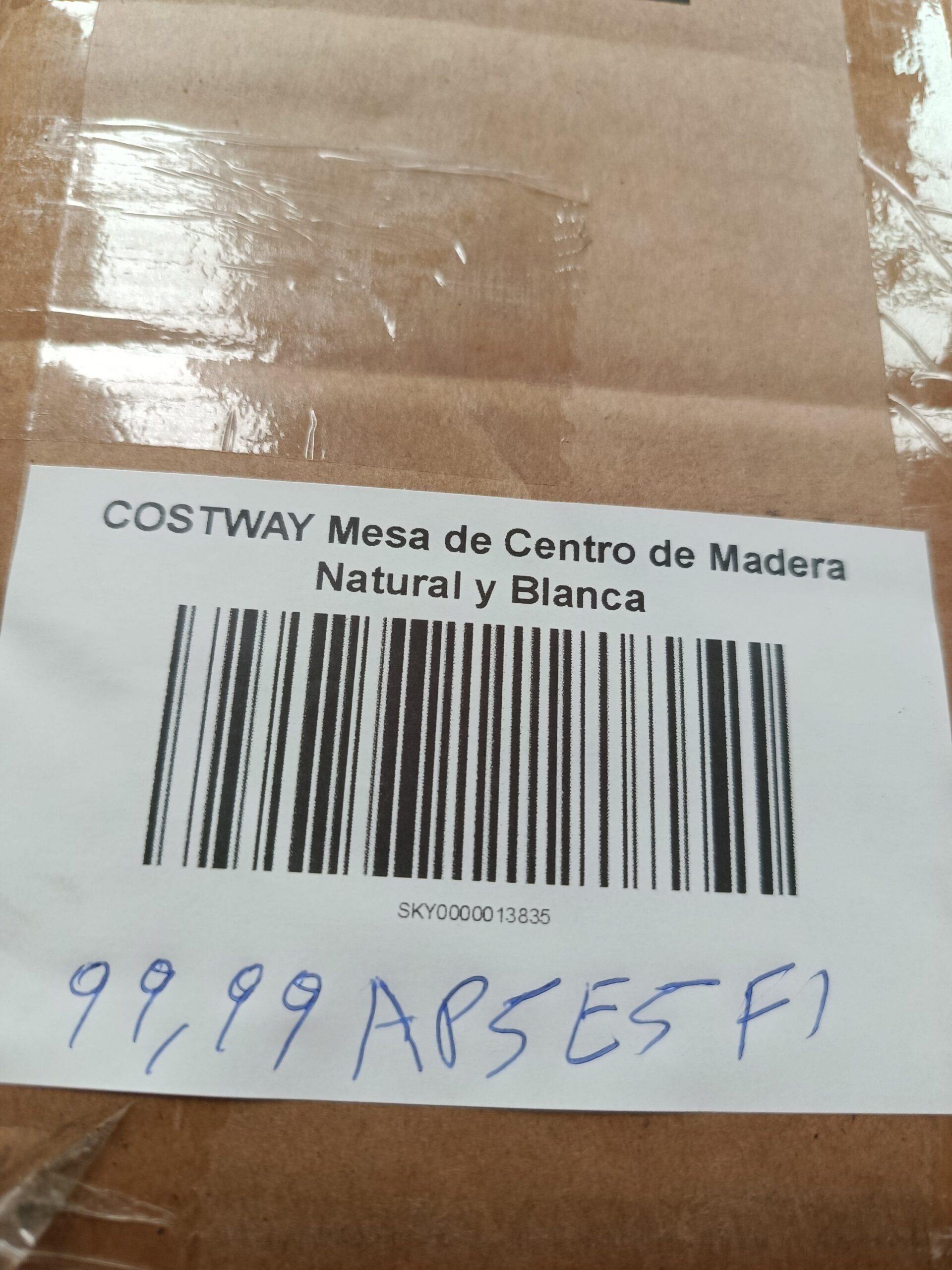 COSTWAY JV12623NA Mesa centro de madera natural y blanca - Imagen 8