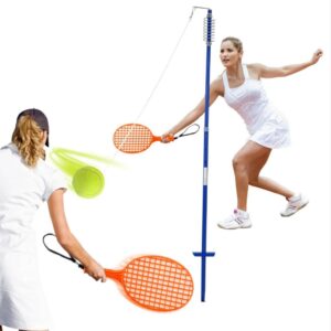 COSTWAY SP37492 Set Portátil de Tenis para Entrenar Solos 2 Raquetas con Palo Regulable