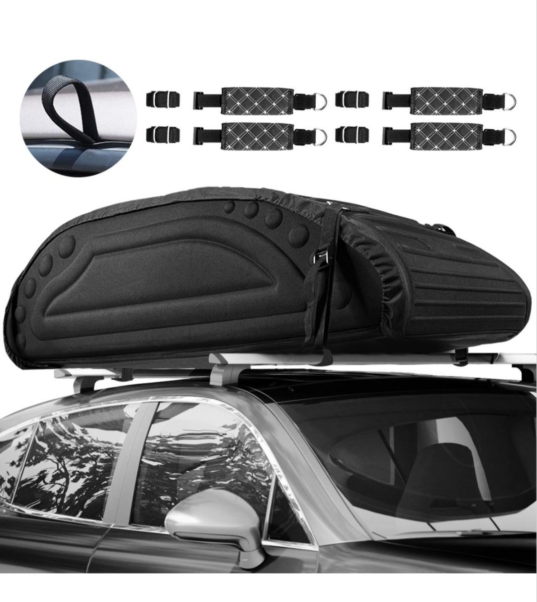 COSTWAY AT5222BK Bolsa de techo de portaequipajes impermeable con correas