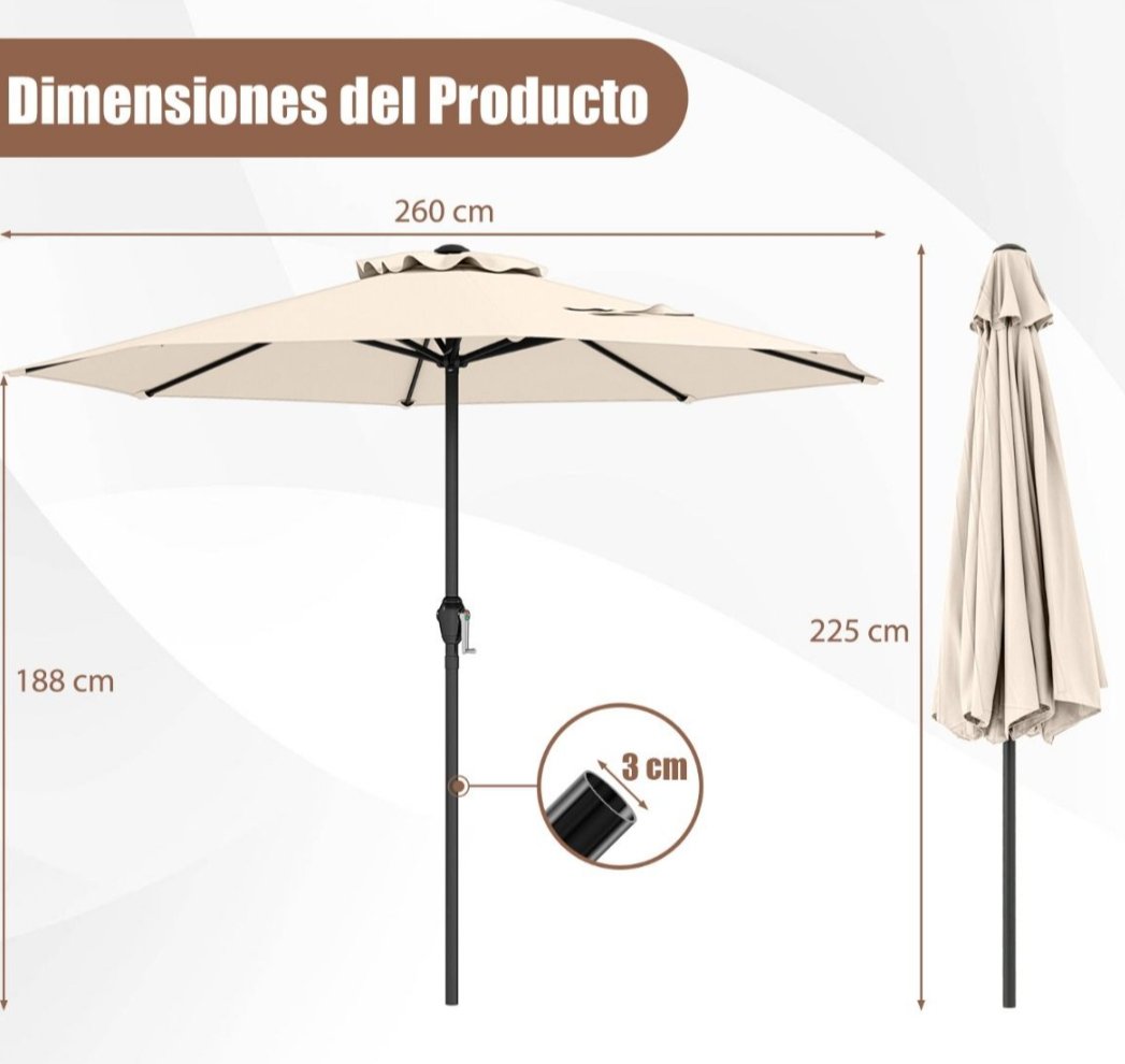 COSTWAY Sombrilla de Patio - Imagen 2