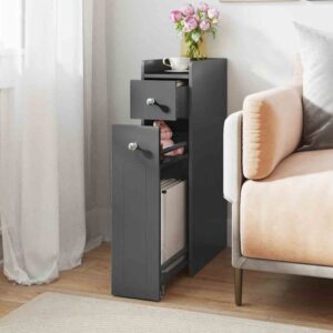 COSTWAY JV12829GR Gabinete Lateral Para Inodoro Pequeño de 4 Niveles