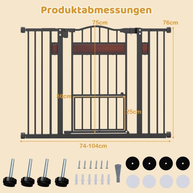 COSTWAY PW10129DK Puerta de seguridad para mascotas con puerta pequeña - Imagen 2