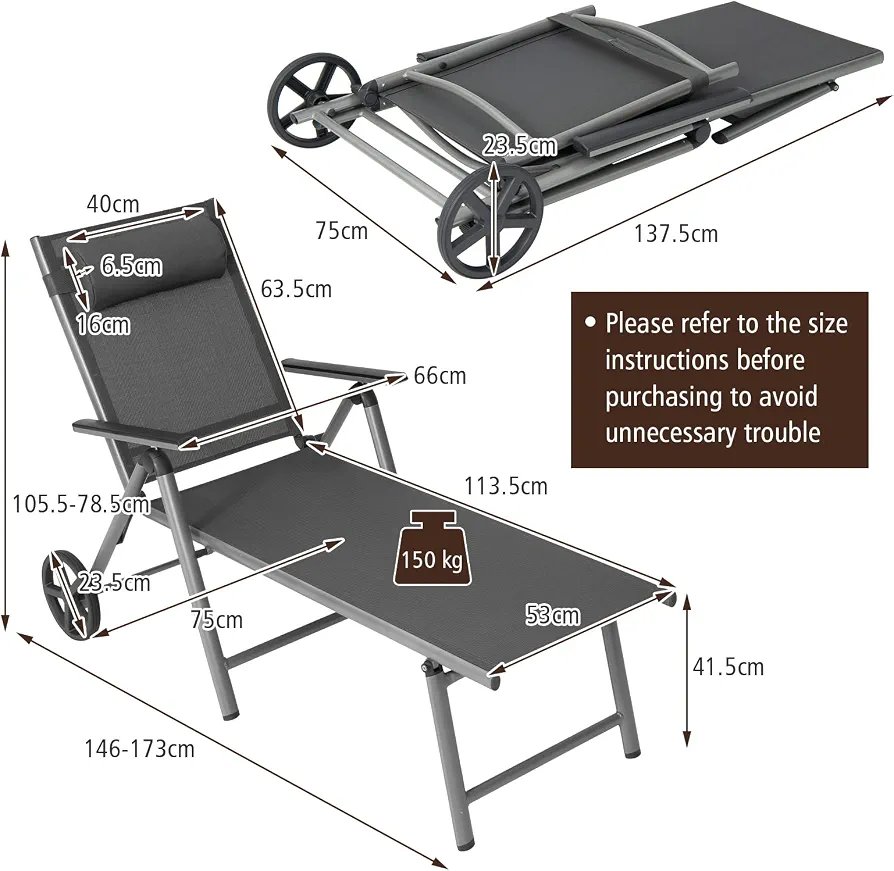 COSTWAY NP10400 Tumbona de aluminio para exteriores - Imagen 2