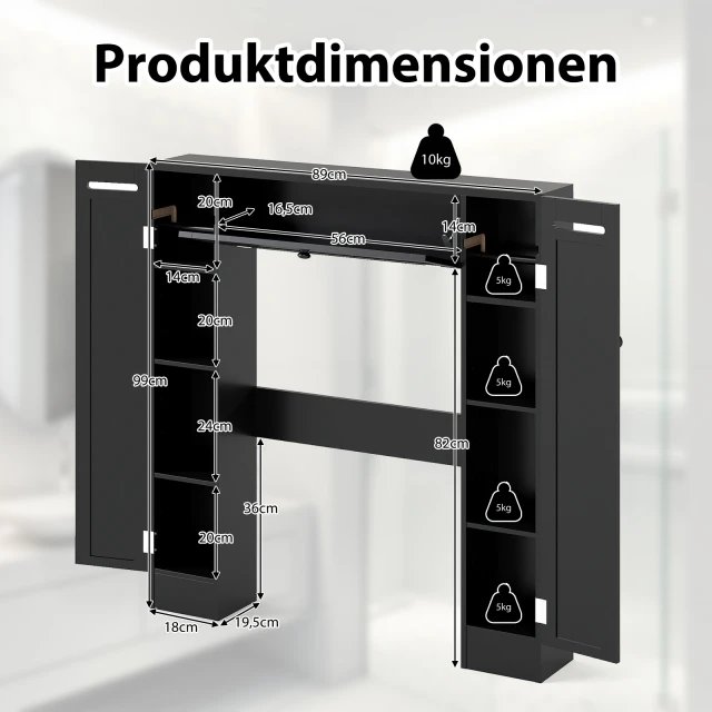 COSTWAY BA7920DK Estante multifuncional para baño - Imagen 2