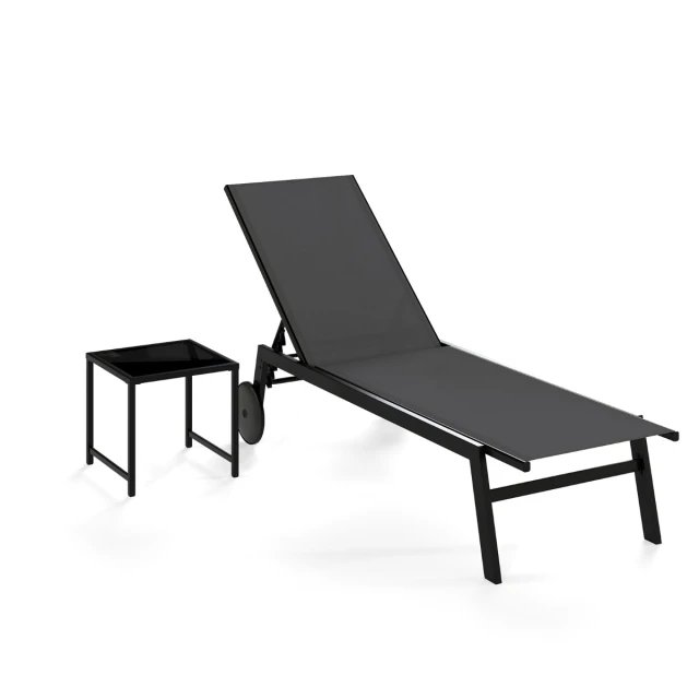 COSTWAY NP12861GR Silla de jardín con ruedas y mesa auxiliar
