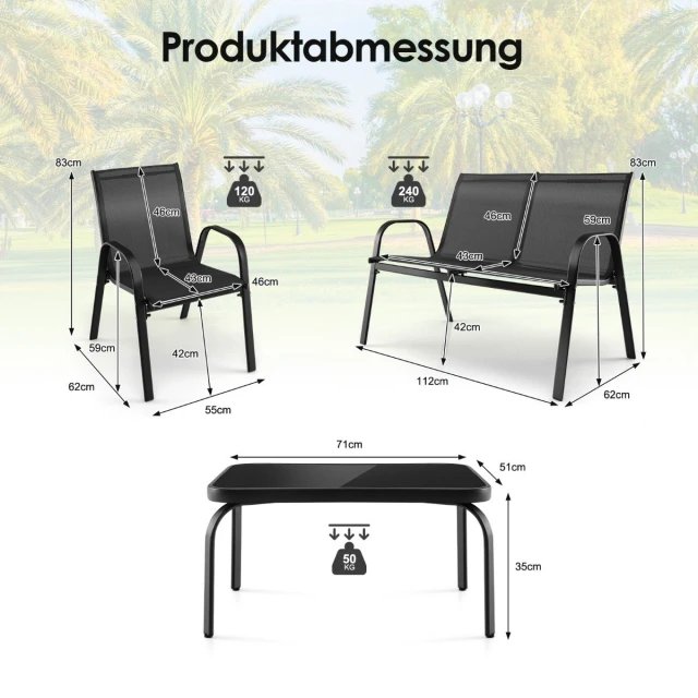 COSTWAY NP11612DK Conjunto de muebles de patio de 4 piezas - Imagen 2