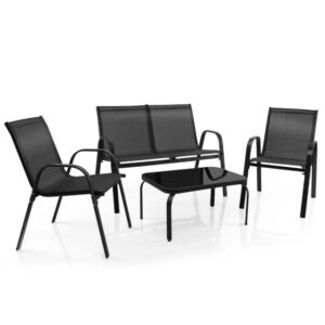 COSTWAY NP11612DK Conjunto de muebles de patio de 4 piezas