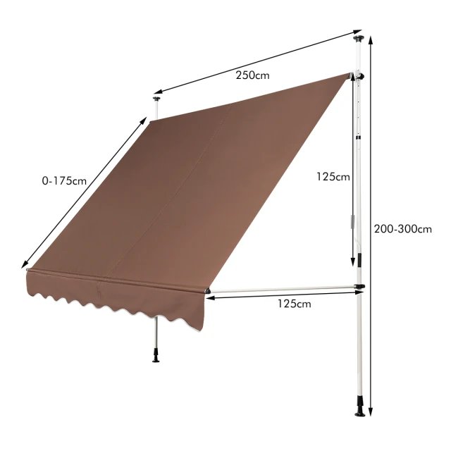 COSTWAY OP70317CF Toldo ajustable color café - Imagen 2
