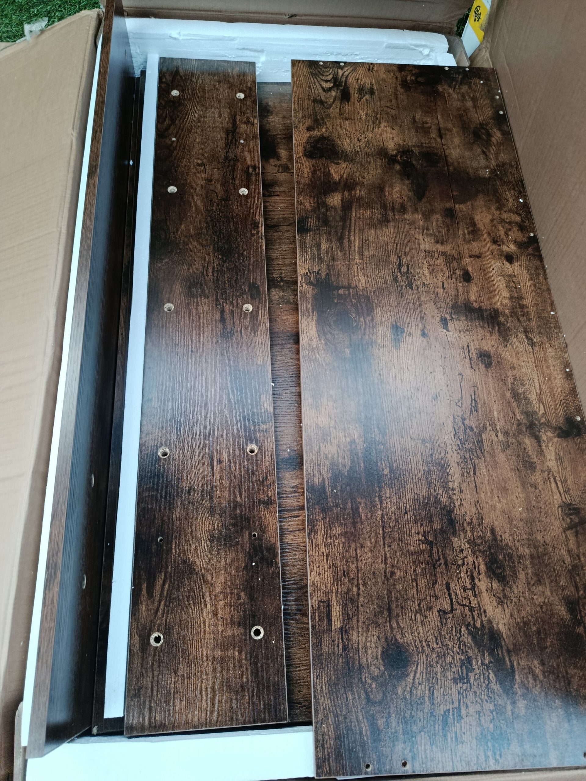 COSTWAY HU11039CF Elegante perchero de pared con 5 ganchos dobles y armario de doble puerta. - Imagen 3
