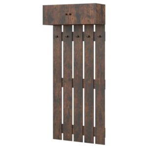 COSTWAY HU11039CF Elegante perchero de pared con 5 ganchos dobles y armario de doble puerta.