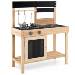 COSTWAY TM1011OEU-NA Cocina infantil con 2 fregaderos